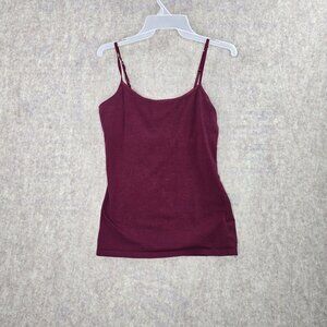 So Women’s Cami Tank Top Burgundy Adjustable Straps Size L Fitted Cotton Blend